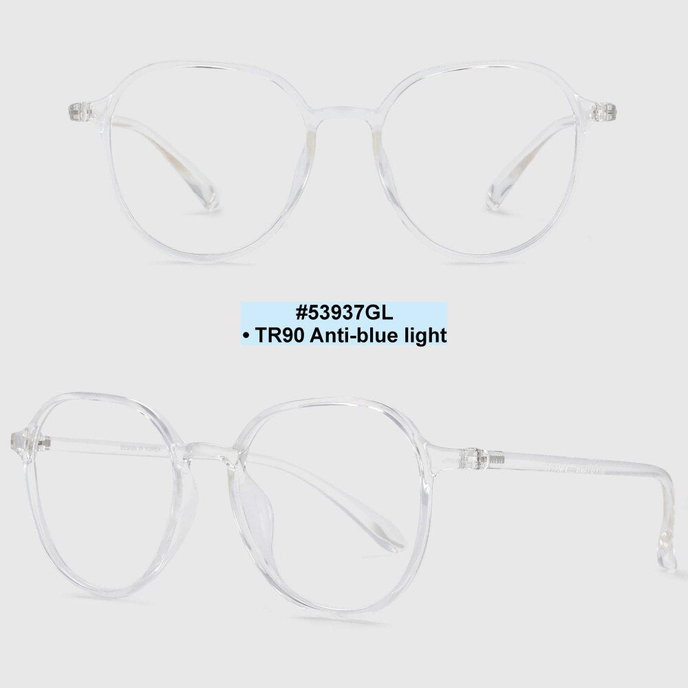 CCSpace Unisex Full Rim Round Square Tr 90 Titanium Frame Eyeglasses 53937 Full Rim CCspace Clear  