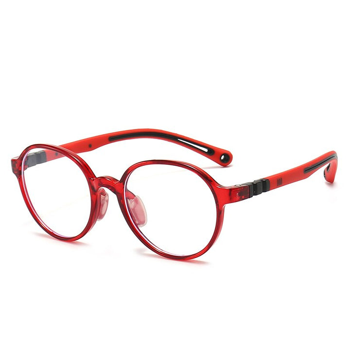 Oveliness Unisex Children's Full Rim Rounf Tr 90 Silicone Titanium Eyeglasses Trd106 Full Rim Oveliness red  