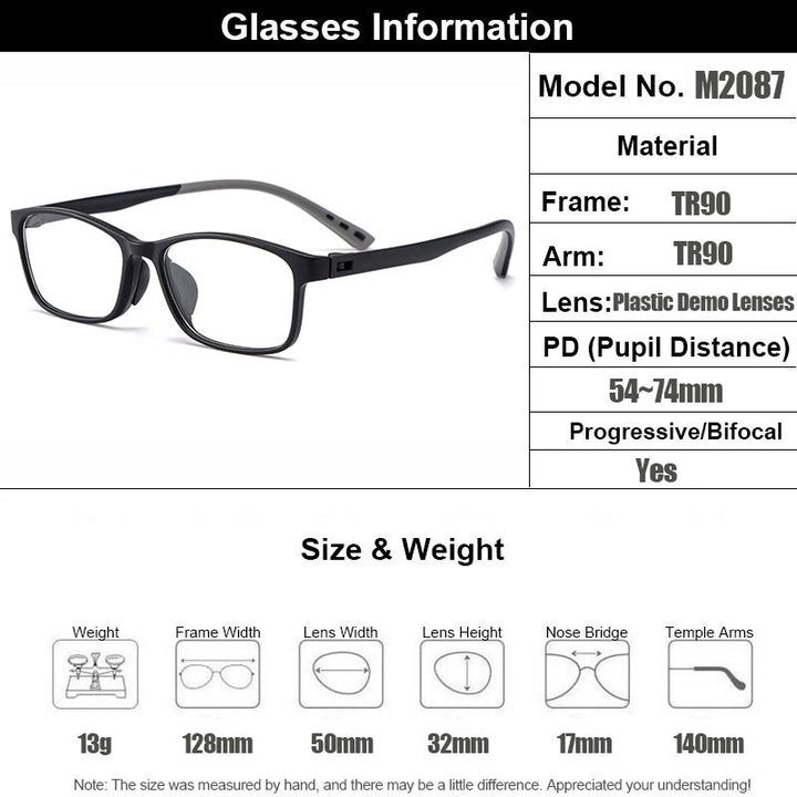 Gmei Men's Full Rim Small Square Tr 90 Eyeglasses M2087 Full Rim Gmei Optical   