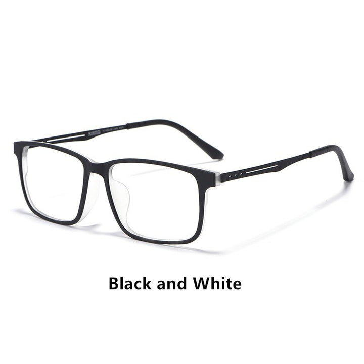 Men's Eyeglasses Pure Titanium Tr90 Ultralight Frame Large Size 8838 Frame Gmei Optical Black white  