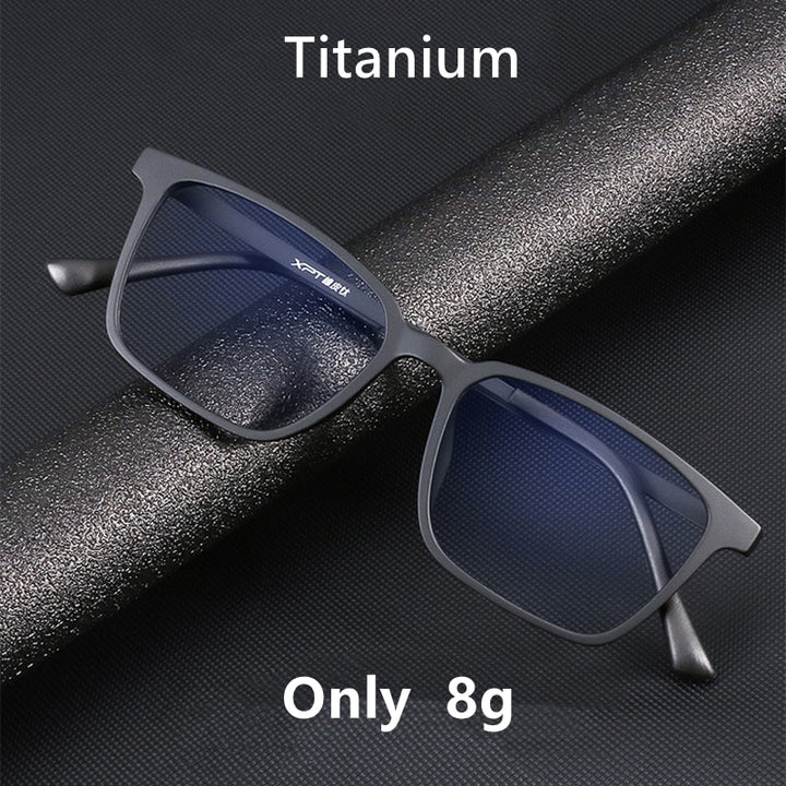 Men's Eyeglasses Ultralight Tr90 Pure Titanium Square Large Size 9822 Frame Gmei Optical   