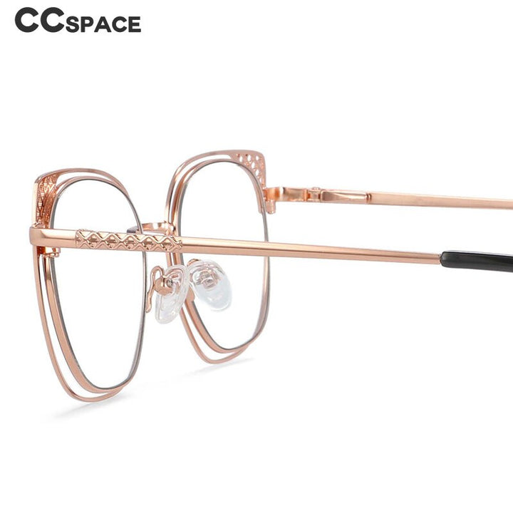 CCSpace Full Rim Square Cat Eye Alloy Frame Eyeglasses 54076 Full Rim CCspace   