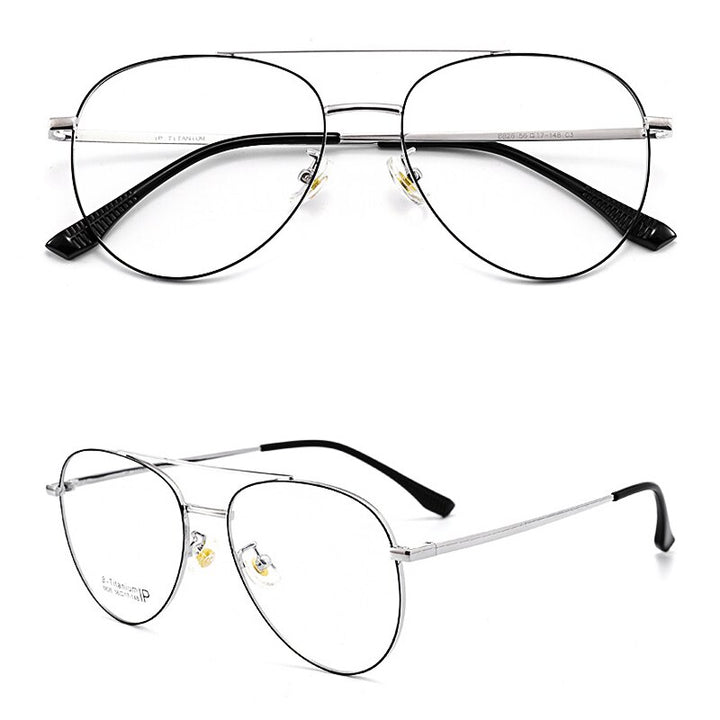 Yimaruili Unisex Full RIm Double Bridge β Titanium Frame Eyeglasses 8826 Full Rim Yimaruili Eyeglasses Black Silver China 