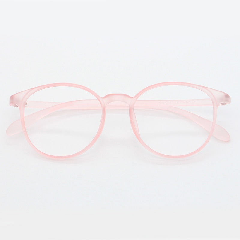 Unisex Full Rim Round TR-90 Titanium Frame Eyeglasses My7003 Full Rim Bclear Light pink  
