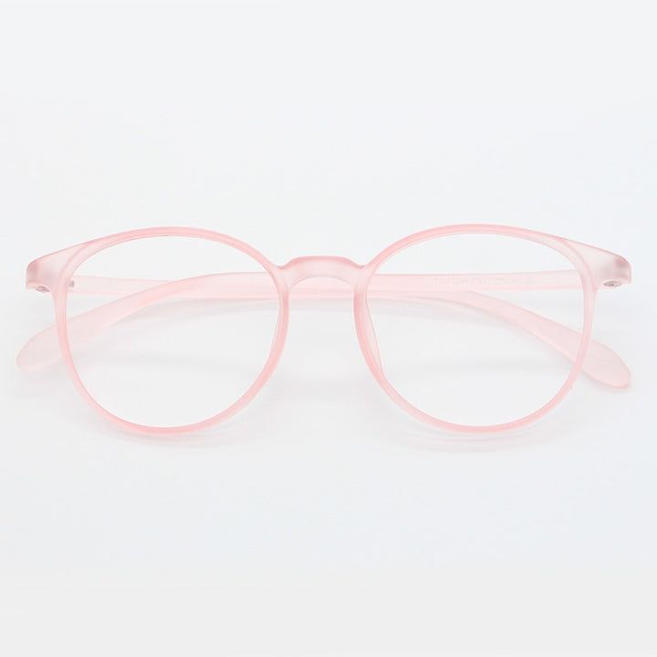 Unisex Full Rim Round TR-90 Titanium Frame Eyeglasses My7003 Full Rim Bclear Light pink  