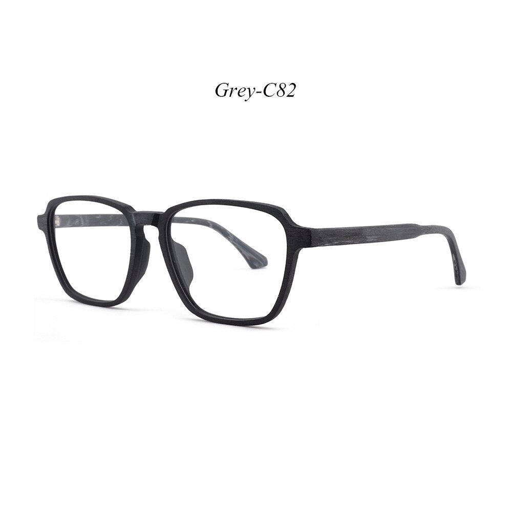 Hdcrafter Men's Full Rim Oversized Polygonal Square Wood Frame Eyeglasses 1694 Full Rim Hdcrafter Eyeglasses C82  