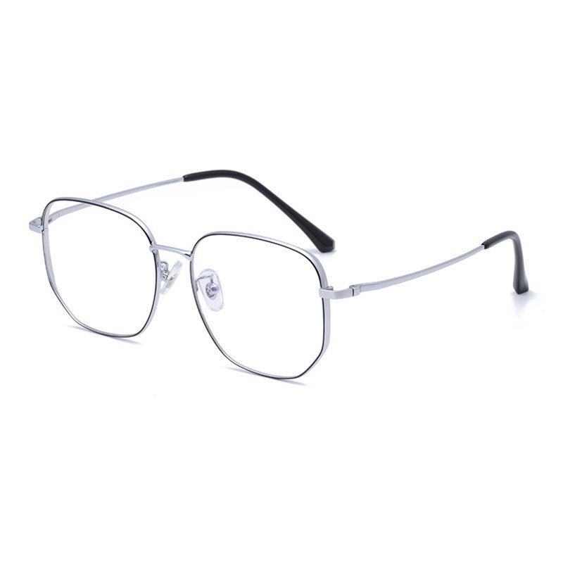 Hotony Unisex Full Rim Polygonal Square Titanium Frame Eyeglasses 1120 Full Rim Hotony Black Silver  