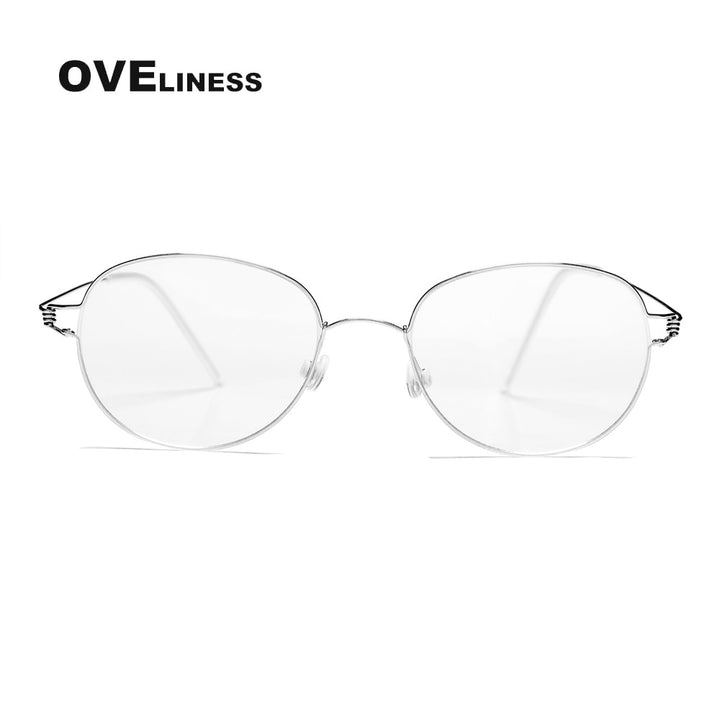 Oveliness Unisex Full Rim Round Titanium Eyeglasses S05 Full Rim Oveliness silver  