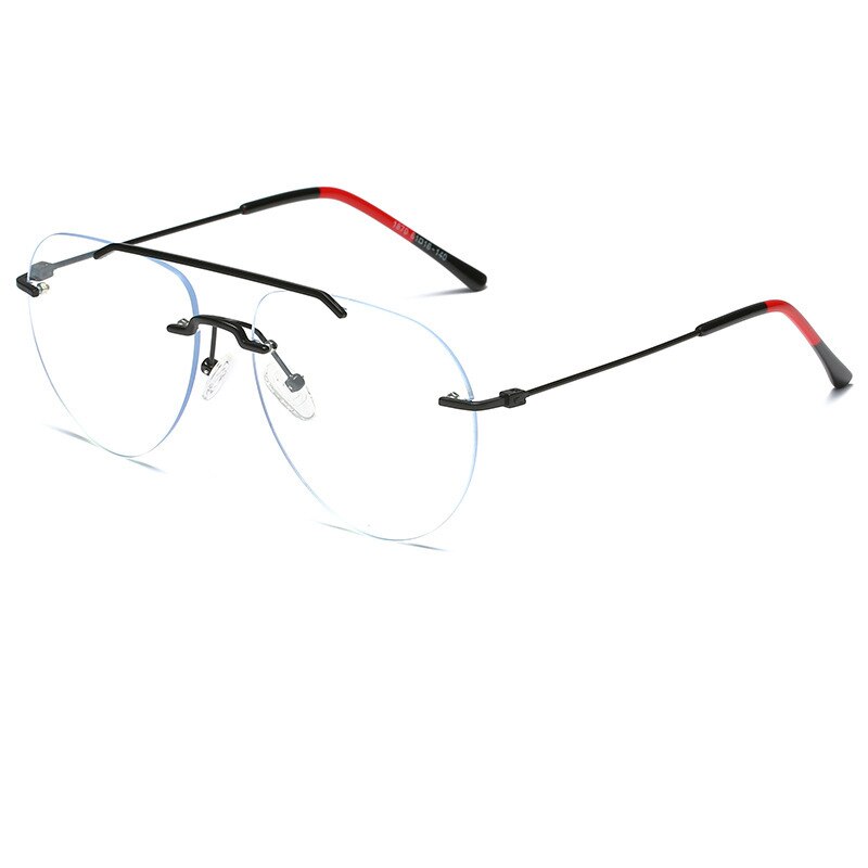 Yimaruili Unisex Rimless Double Bridge Alloy Frame Eyeglasses 1870 Rimless Yimaruili Eyeglasses Black Red 0 