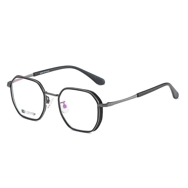 Reven Jate 6074 Unisex Eyeglasses Titanium Ultem Flexible Super Light-Weighted Frame Reven Jate black-grey  