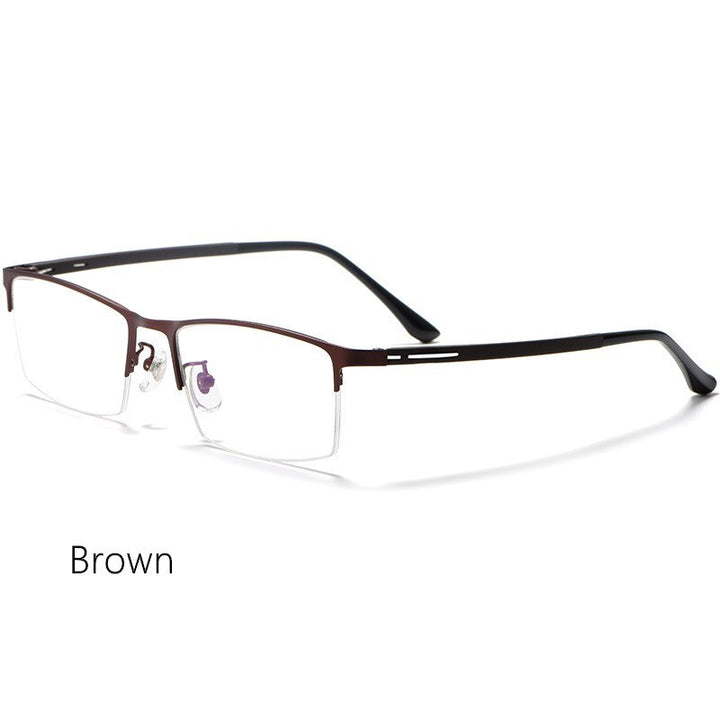 Yimaruili Unisex Semi Rim Titanium Alloy Frame Eyeglasses P9916 Semi Rim Yimaruili Eyeglasses Brown China 