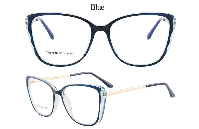 Hotony Women's Full Rim TR 90 Resin Cat Eye Frame Eyeglasses 7018 Full Rim Hotony   