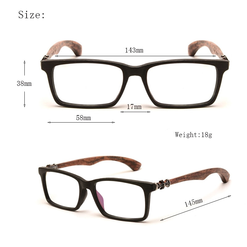 Hdcrafter Men's Full Rim Square Wood Eyeglasses 5601d Full Rim Hdcrafter Eyeglasses   
