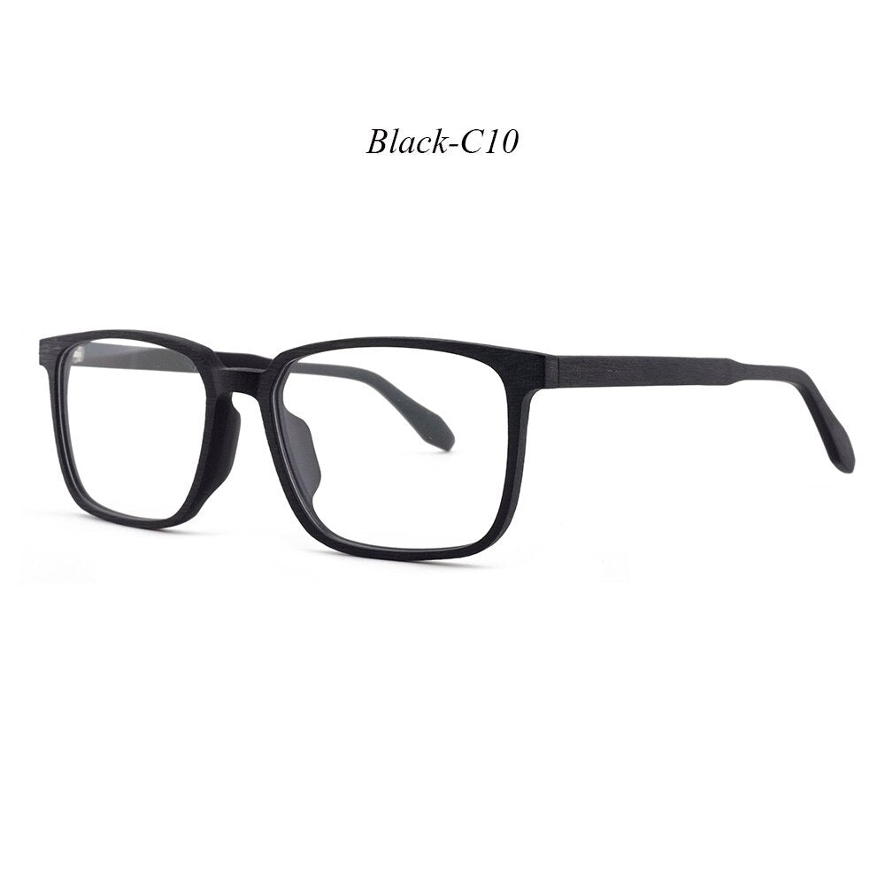 Hdcrafter Men's Full Rim Oversized Square Wood Frame Eyeglasses 1693 Full Rim Hdcrafter Eyeglasses C10  