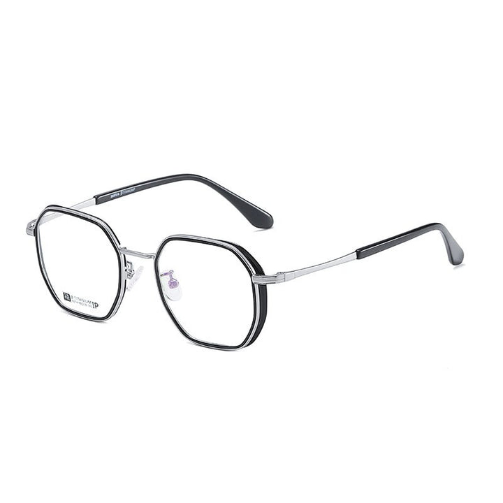 Reven Jate 6074 Unisex Eyeglasses Titanium Ultem Flexible Super Light-Weighted Frame Reven Jate black-silver  