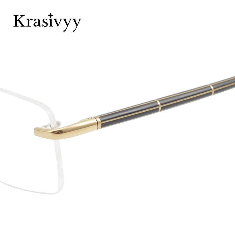 Krasivyy Unisex Rimless Square Titanium Wood Eyeglasses Kr16069 Rimless Krasivyy   
