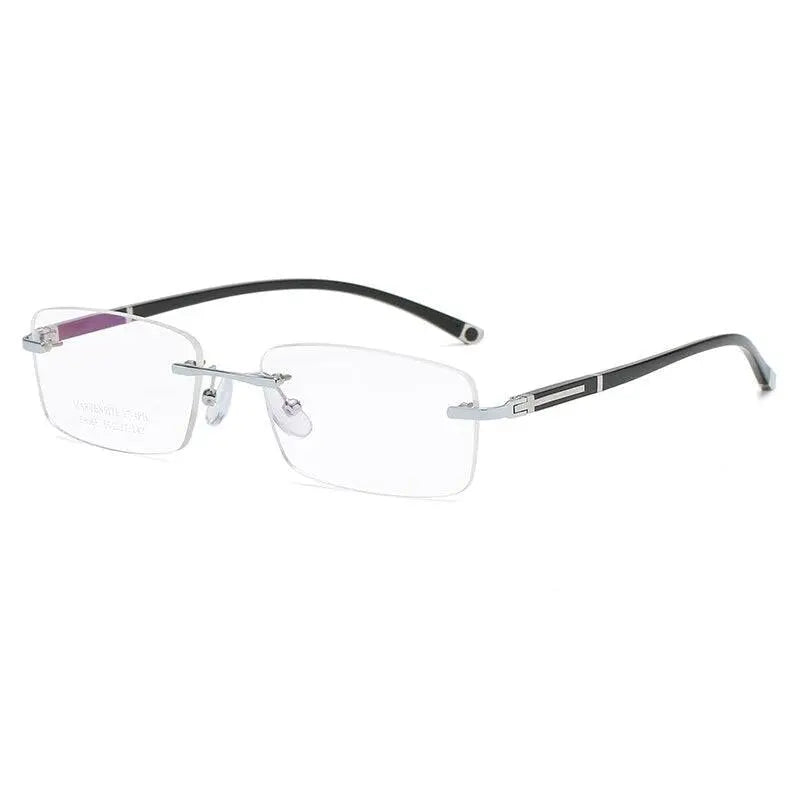 Zirosat 58065 Men's Eyeglasses Alloy Titanium Rimless - silver