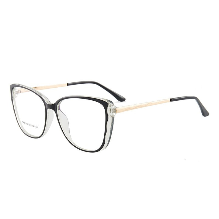 Hotony Women's Full Rim TR 90 Resin Cat Eye Frame Eyeglasses 7018 Full Rim Hotony All Black  