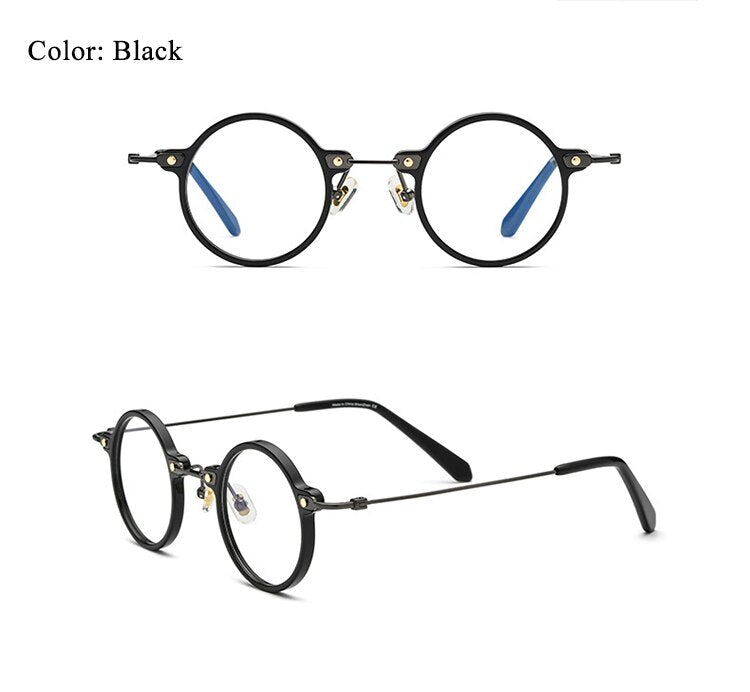 Bclear Unisex Eyeglasses Ultra-Light Titanium Round Brsun002 Frame Bclear Black  
