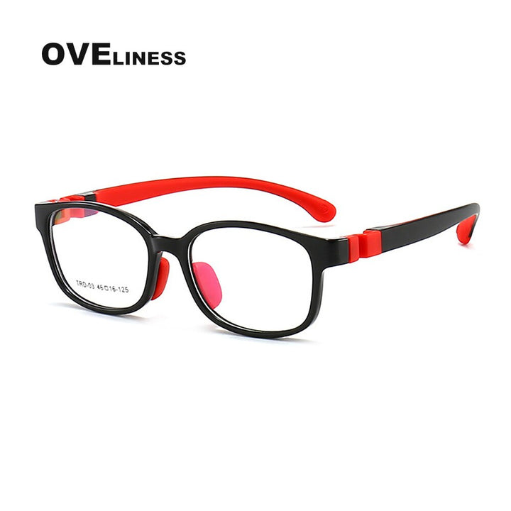 Oveliness Unisex Children's Full Rim Square Tr 90 Titanium Eyeglasses Olp03 Full Rim Oveliness C1  