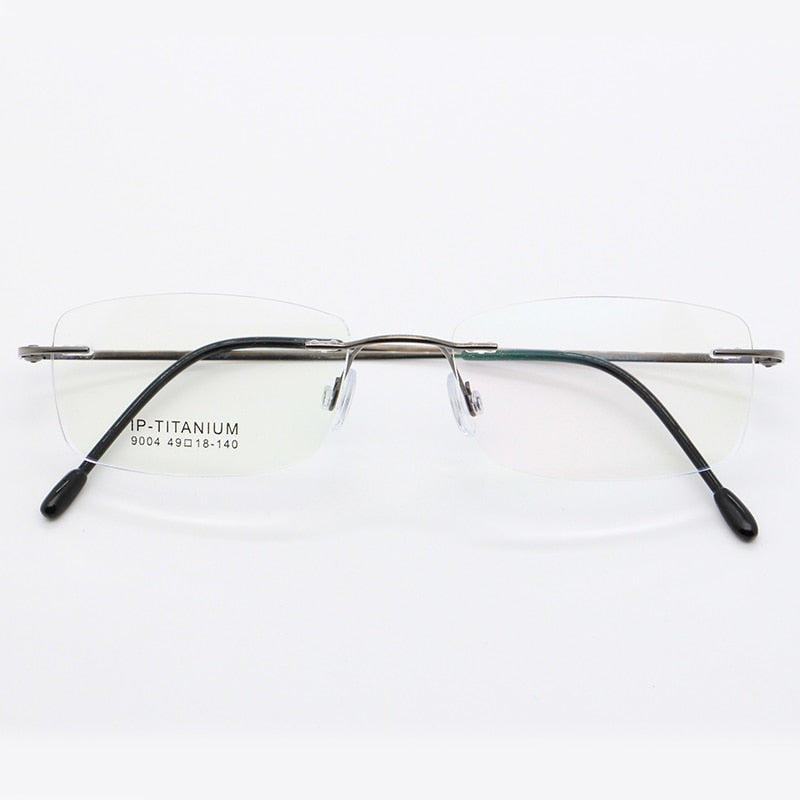 Unisex Rimless Titanium Frame Eyeglasses Customizable Lenses 9004 Rimless Bclear gray  