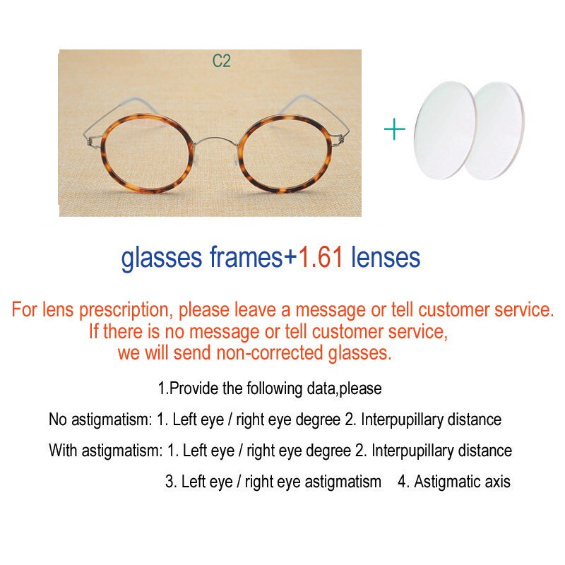 Unisex Handcrafted Customizable Lens Titanium Alloy Round Frame Eyeglasses Frame Yujo lens C2 China 