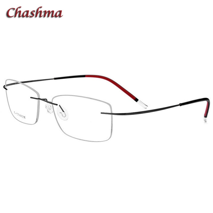Chashma Ochki Unisex Rimless Square Titanium Eyeglasses 9609 Rimless Chashma Ochki Black  