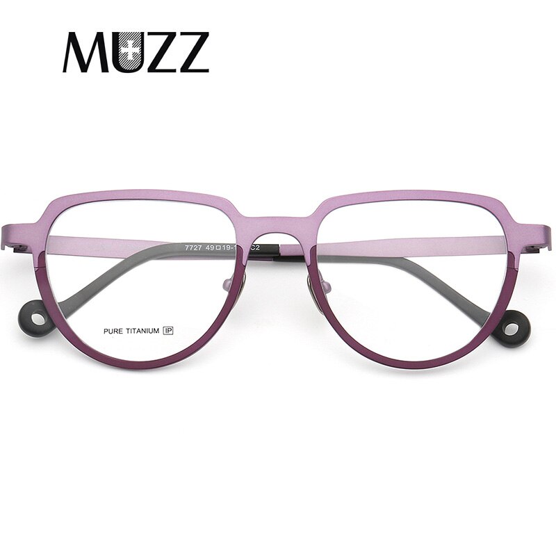 Muzz Women's Full Rim Square Round Titanium Frame Eyeglasses T7727 Full Rim Muzz C2  