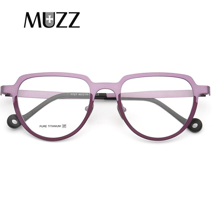 Muzz Women's Full Rim Square Round Titanium Frame Eyeglasses T7727 Full Rim Muzz C2  