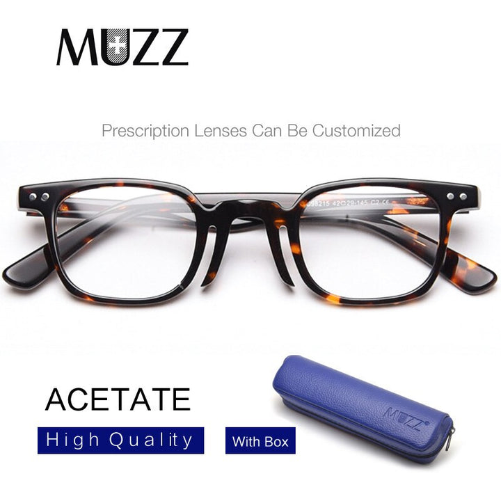 Muzz Men's Full Rim Square Handcrafted Acetate Frame Eyeglasses S98215 Full Rim Muzz   