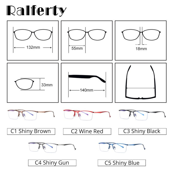 Ralferty Men's Eyeglasses Anti Blue Light Anti-Glare D5910 Anti Blue Ralferty   