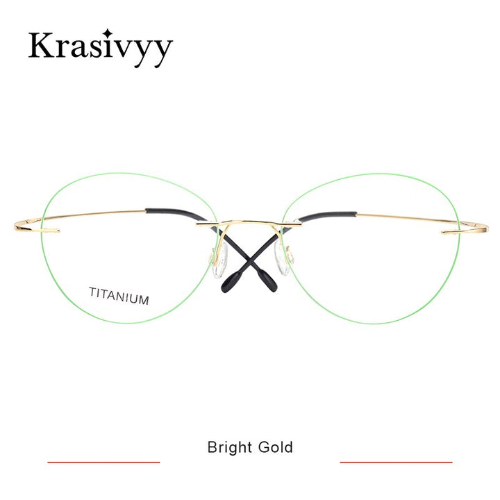Krasivyy Women's Rimless Round Titanium Eyeglasses Kr619 Rimless Krasivyy Bright Gold  