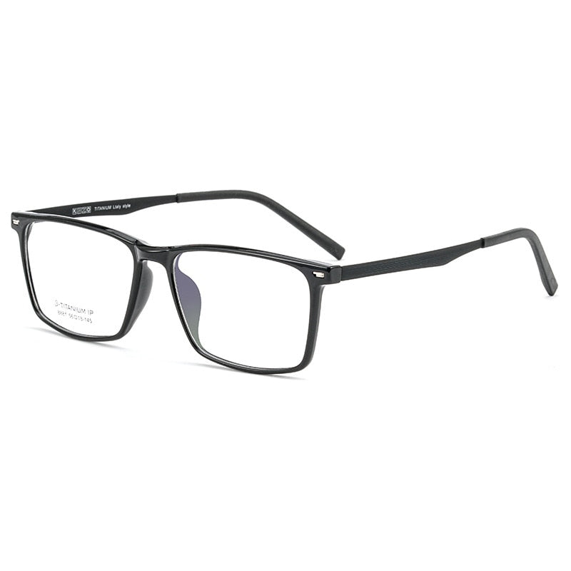 Yimaruili Men's Full Rim TR 90 Resin β Titanium Frame Eyeglasses 8881 Full Rim Yimaruili Eyeglasses Black  