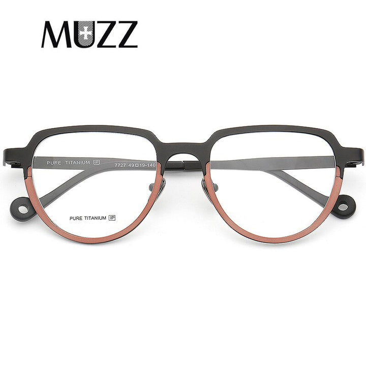 Muzz Women's Full Rim Square Round Titanium Frame Eyeglasses T7727 Full Rim Muzz C3  