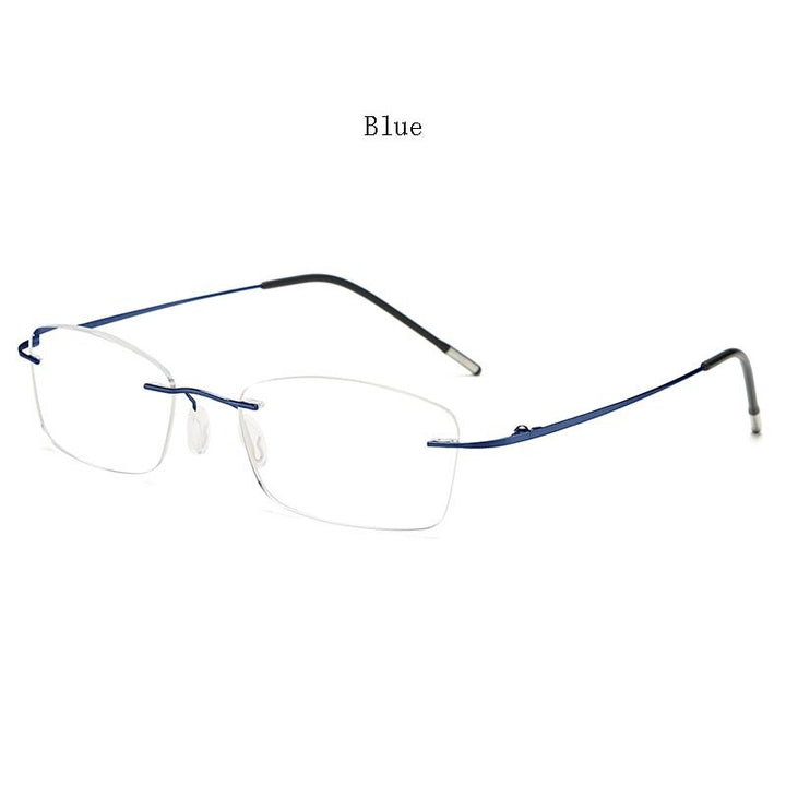 Hdcrafters Unisex Rimless Rectangle Titanium Frame Reading Glasses 8025 Reading Glasses Hdcrafter Eyeglasses +100 Blue 