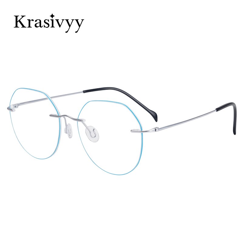 Krasivyy Women's Rimless Irregular Round Titanium Eyeglasses Ls08 Rimless Krasivyy   