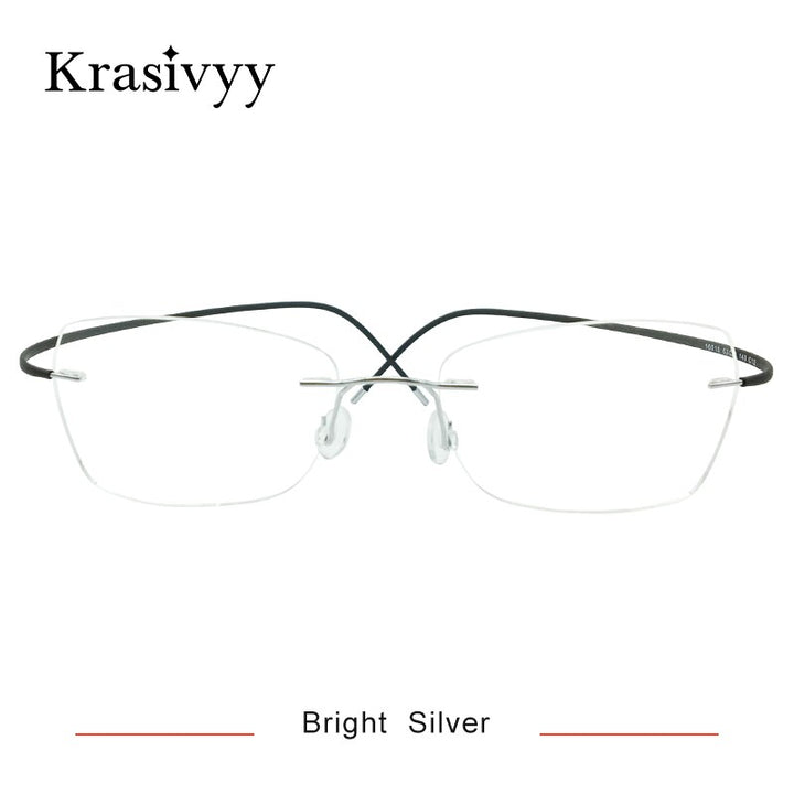 Krasivyy Unisex Rimless Square Oval Eyeglasses Kr6015 Rimless Krasivyy Bright Silver  