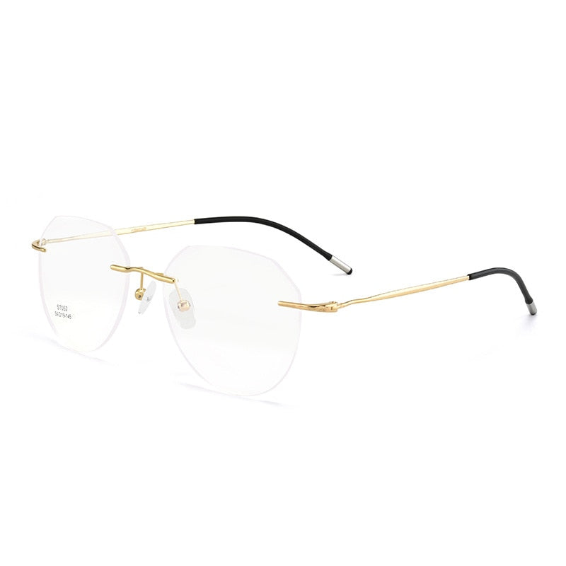 Men's Eyeglasses Ultralight Titanium Alloy Rimless S7052 Rimless Gmei Optical Gold  