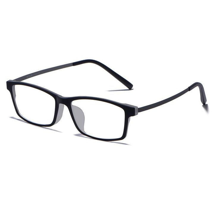 KatKani Men's  Full Rim TR 90 Alloy Frame Titanium Temple Eyeglasses 20971 Full Rim KatKani Eyeglasses Black Gray  
