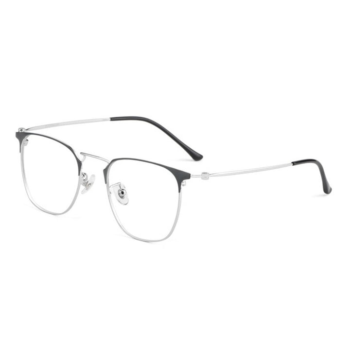 Hotony Unisex Full Rim Round Square Alloy Frame Eyeglasses 88006 Full Rim Hotony Silver  