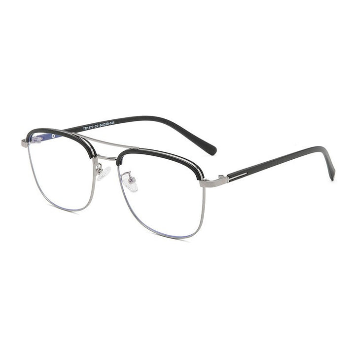Hotony Unisex Full Rim Round Square Tr 90 Alloy Eyeglasses 1872 Full Rim Hotony black grey  