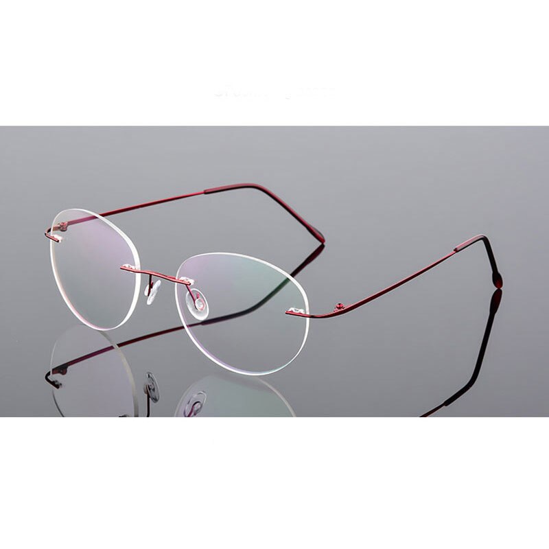 Handoer Unisex Rimless Customized Shaped Lenses 862 Alloy Eyeglasses Rimless Handoer Red  