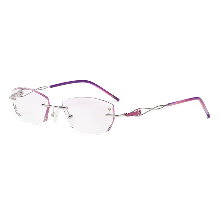 Zirosat 2378 Women's Eyeglasses Rimless Gold Glasses Rimless Zirosat purple diamond cut  