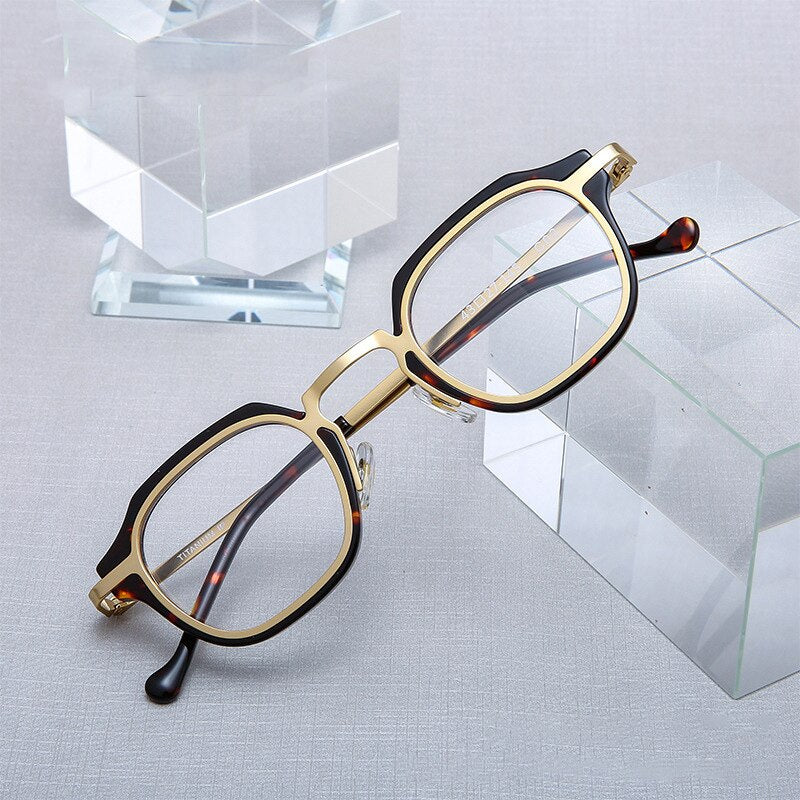 Aissuarvey Titanium Acetate Plated Full Round Rim Frame Unisex Eyeglasses Frame Aissuarvey Eyeglasses tortoise gold CN 