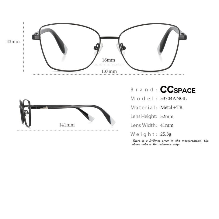 CCspace Women's Full Rim Square Alloy Frame Eyeglasses 53704 Full Rim CCspace   