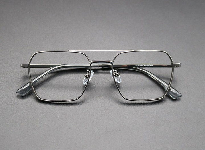 Aissuarvey Titanium Full Rim Double Bridge Frame Men's Eyeglasses Full Rim Aissuarvey Eyeglasses gray CN 