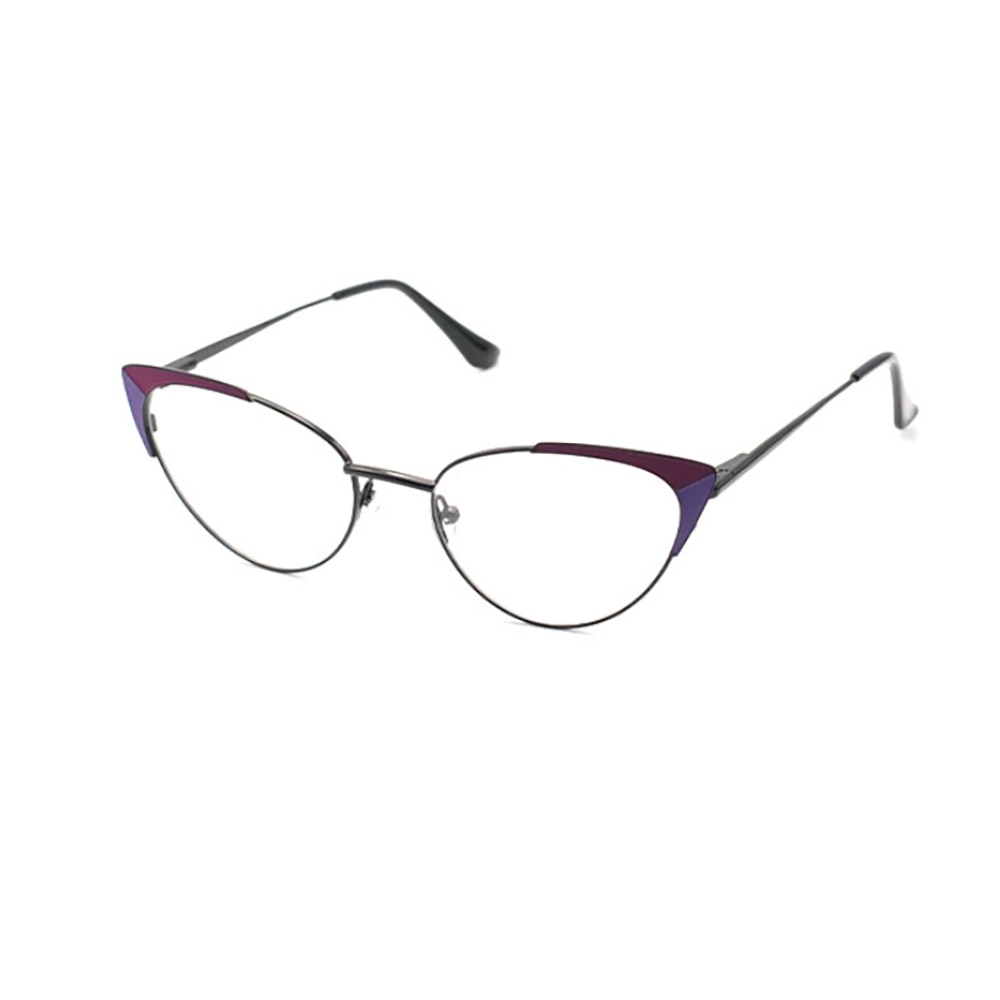 Laoyehui Women's Full Rim Cat Eye Alloy Hyperopic Reading Glasses Purple 1994cc Reading Glasses Laoyehui 0 Dark Purple 