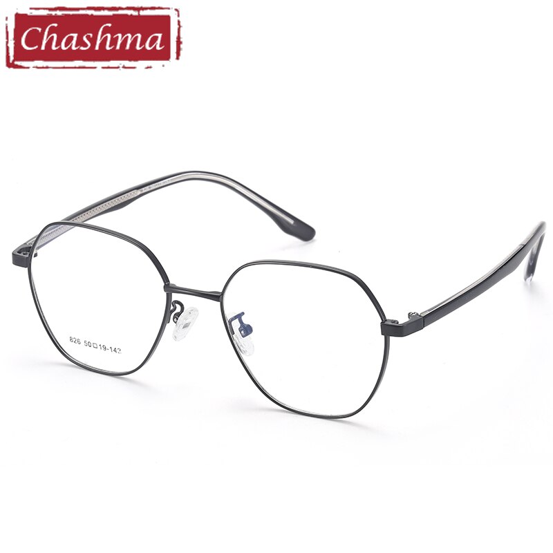 Unisex Hexagon Eyeglasses Alloy Frame Model 826 Frame Chashma Black  