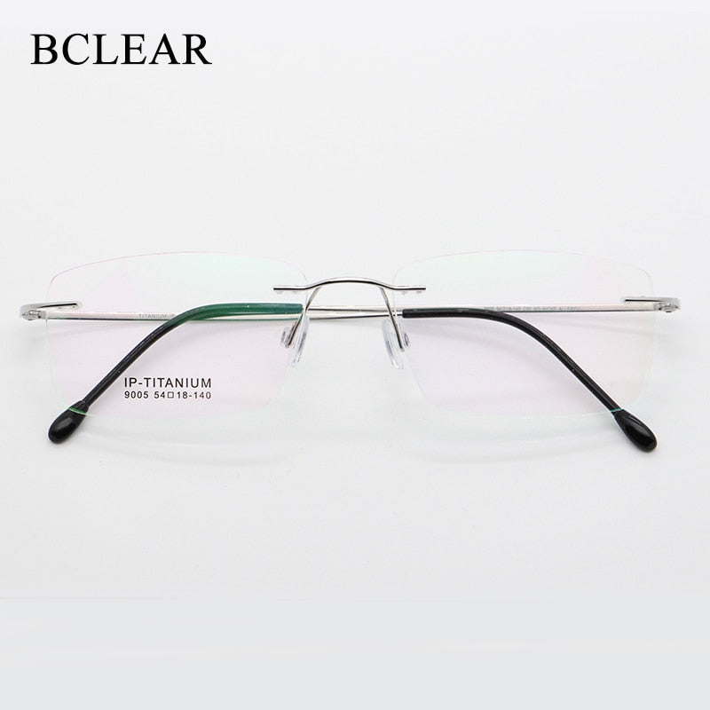Unisex Rimless Titanium Frame Eyeglasses Customizable Lenses 9005 Rimless Bclear Gold  
