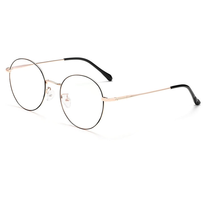Yimaruili Unisex Full Rim β Titanium Round Frame Eyeglasses 6621X Full Rim Yimaruili Eyeglasses Black Rose Gold  